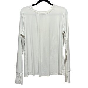 Athleta women's size L white long sleeve split back top